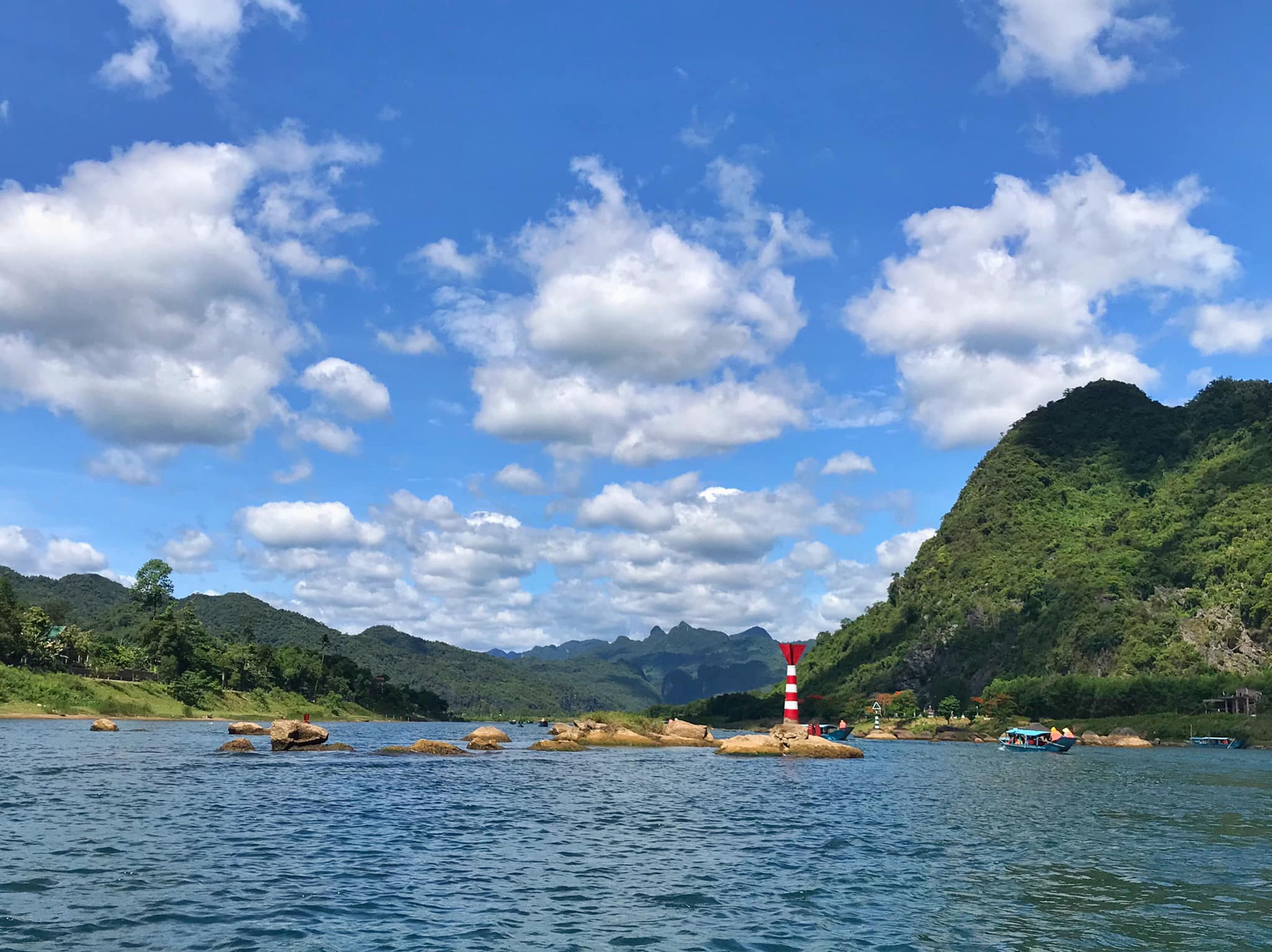 A view of the Son River leading to Phong Nha Cave in Quang Binh Province, Vietnam.
