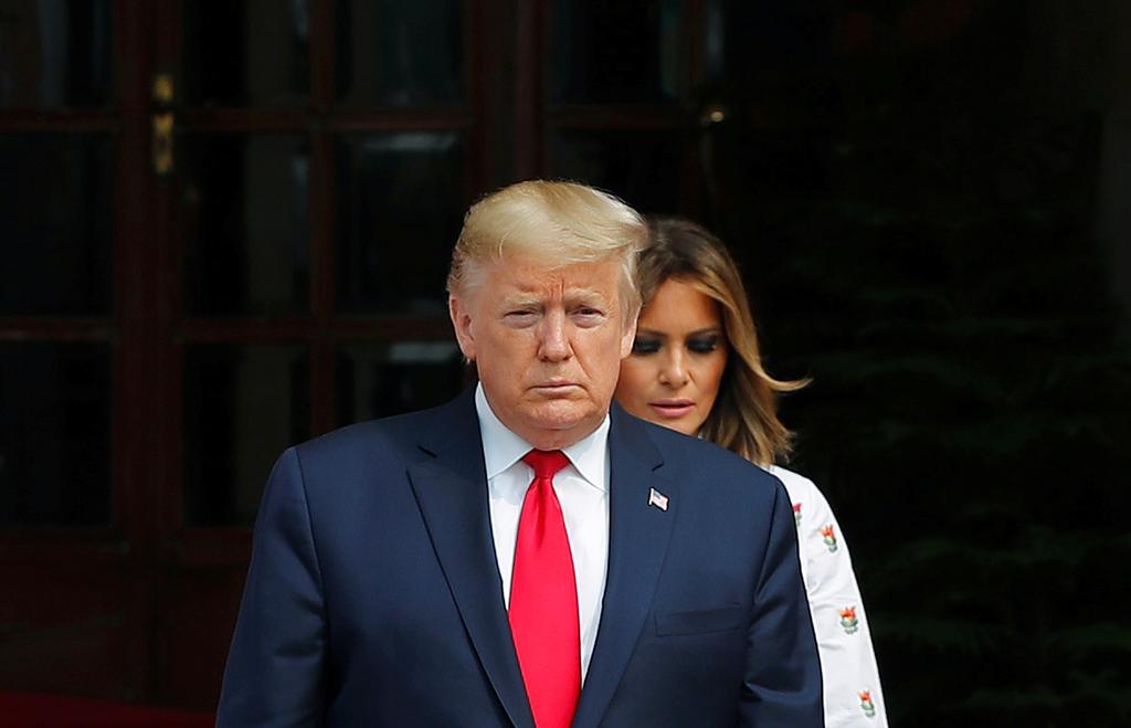 U.S. President Donald Trump and first lady Melania Trump arrive ahead of their meeting with India's Prime Minister Narendra Modi at Hyderabad House in New Delhi, India, February 25, 2020. Photo: Reuters