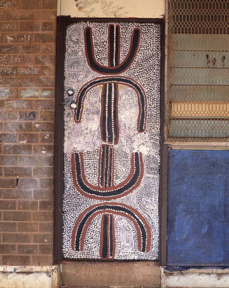 A door displayed at the Yuendumu Doors exhibition in Hanoi on December 8, 2020. Photo provided by the Australian Embassy in Hanoi