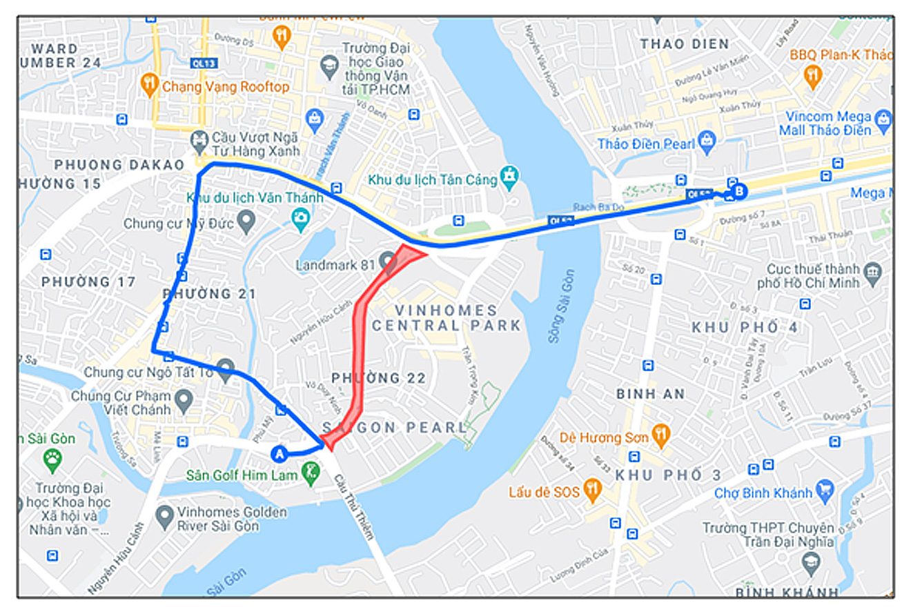 Alternative route from District 1 to Binh Thanh District