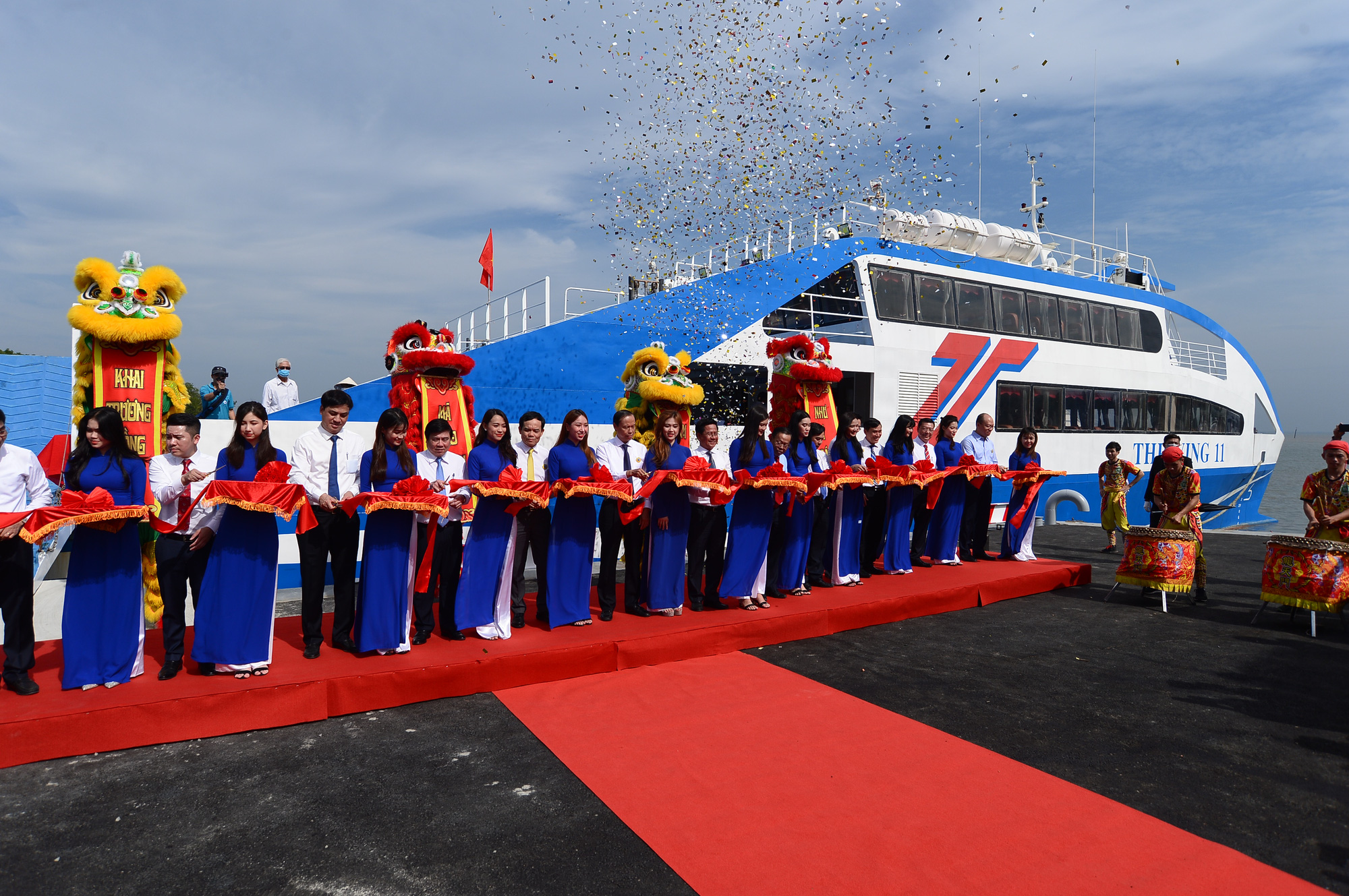 The inauguration ceremony of Can Gio-Vung Tau ferry is organized on January 4, 2021. Photo: Quang Dinh / Tuoi Tre