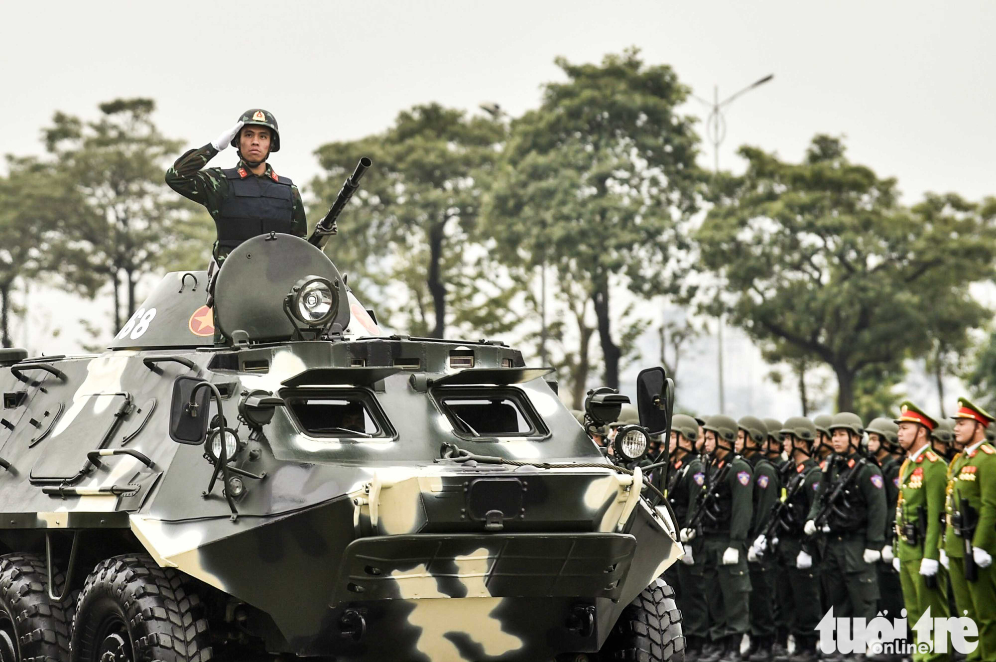 An armored vehicle is pictured during the parade in Hanoi, January 10, 2021. Photo: Quang Minh / Tuoi Tre