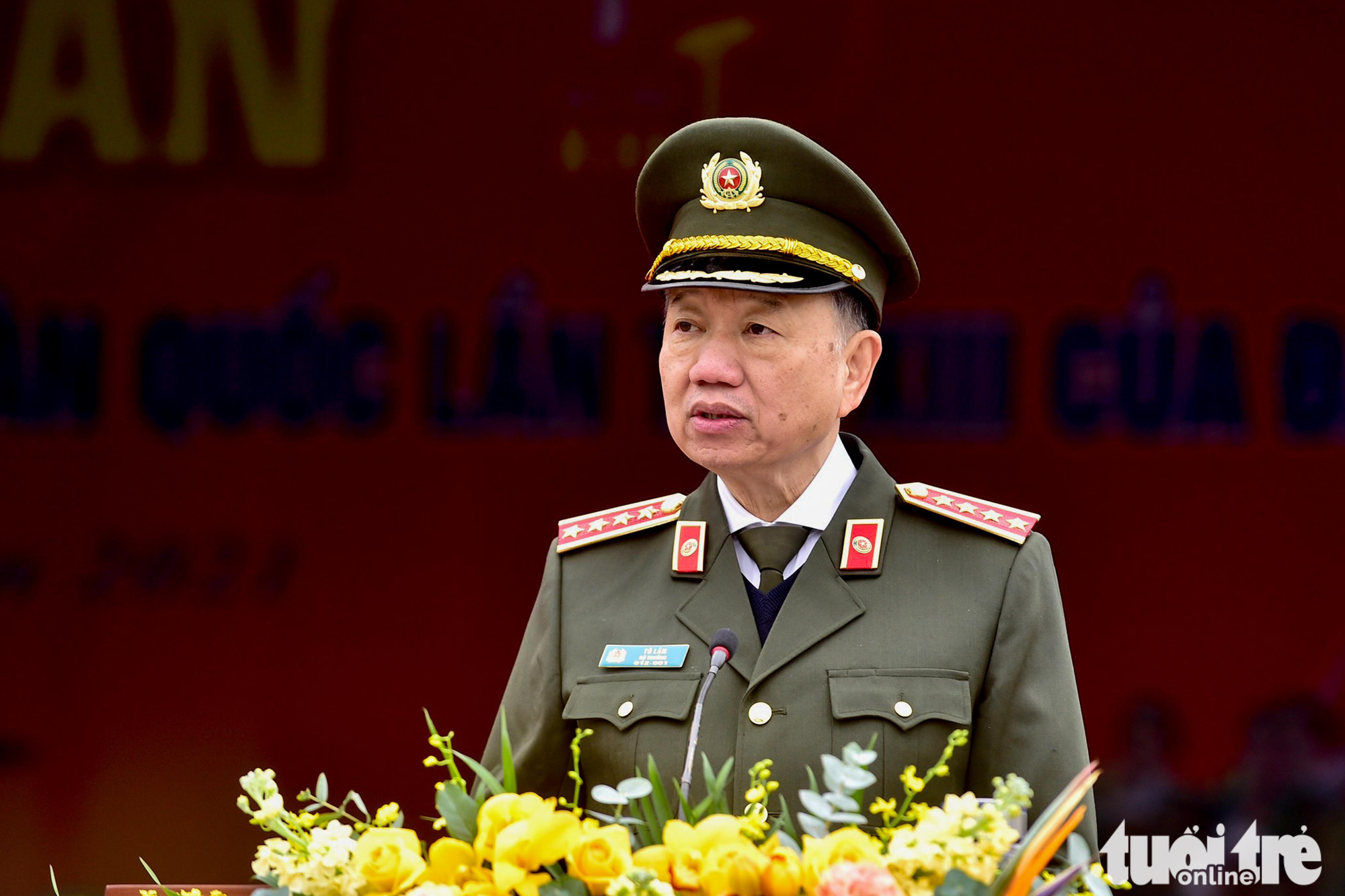 General To Lam, Minister of Public Security, speaks at the ceremony in Hanoi, January 10, 2021. Photo: Quang Minh / Tuoi Tre