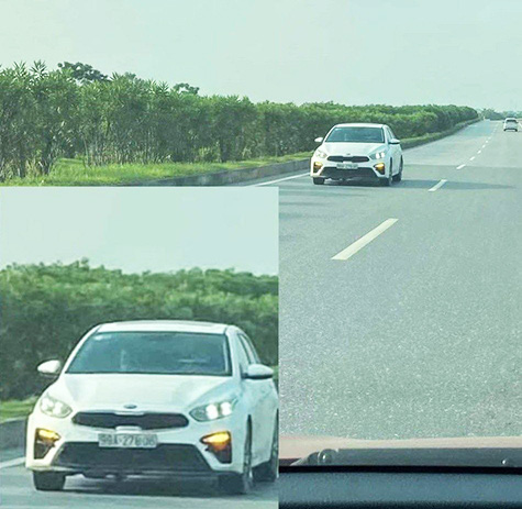 This supplied collage shows a car running against the traffic direction on the Hanoi - Thai Nguyen Expressway.