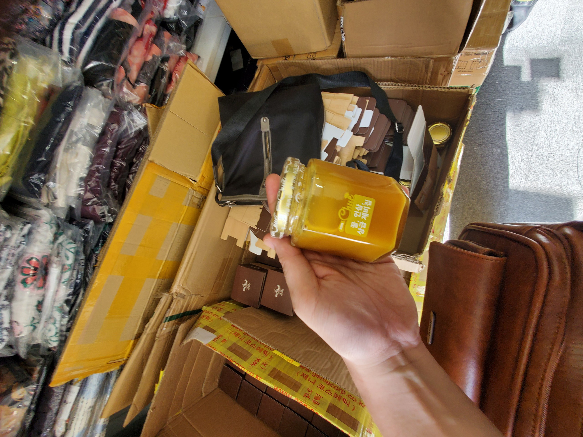 An allegedly-smuggled South Korean-characterized cosmetic product is pictured at a shop in Phu Nhuan District, Ho Chi Minh City, May 20, 2021. Photo: N. Tri / Tuoi Tre