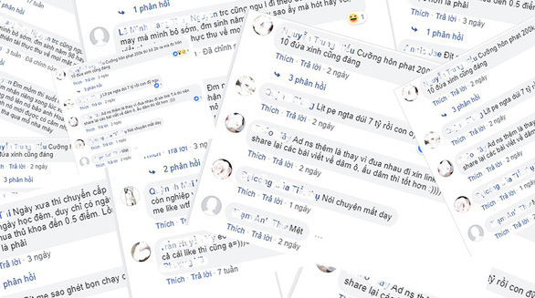 This image shows crude and obscene words and expressions, in Vietnamese, used by Internet users to attack each other on social media networks. Photo: Ngoc Phuong / Tuoi Tre