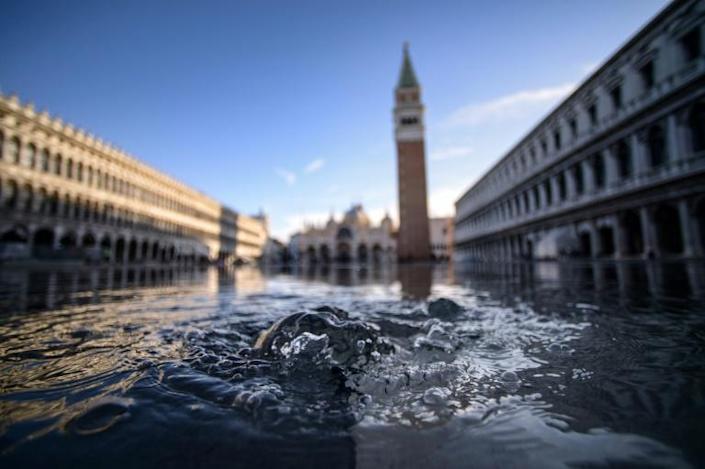 Saint Mark's Square in Venice is waterlogged. Photo: AFP