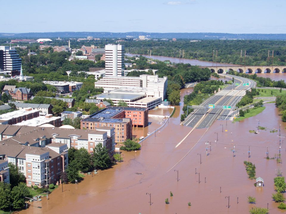 Roads are covered in floodwaters caused by the remnants of Tropical Storm Ida which brought drenching rain, flash floods and tornadoes to parts of the northeast in New Brunswick, New Jersey, U.S., September 2, 2021. Picture taken with a drone. Photo: Reuters