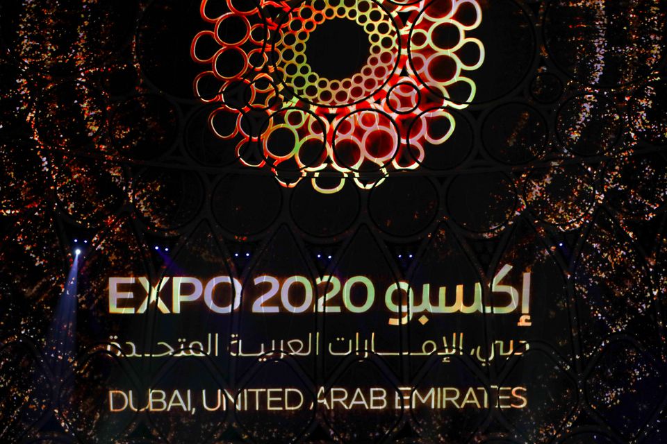 A logo of the Dubai Expo 2020 is pictured during the opening ceremony in Dubai, United Arab Emirates, September 30, 2021. Photo: Reuters