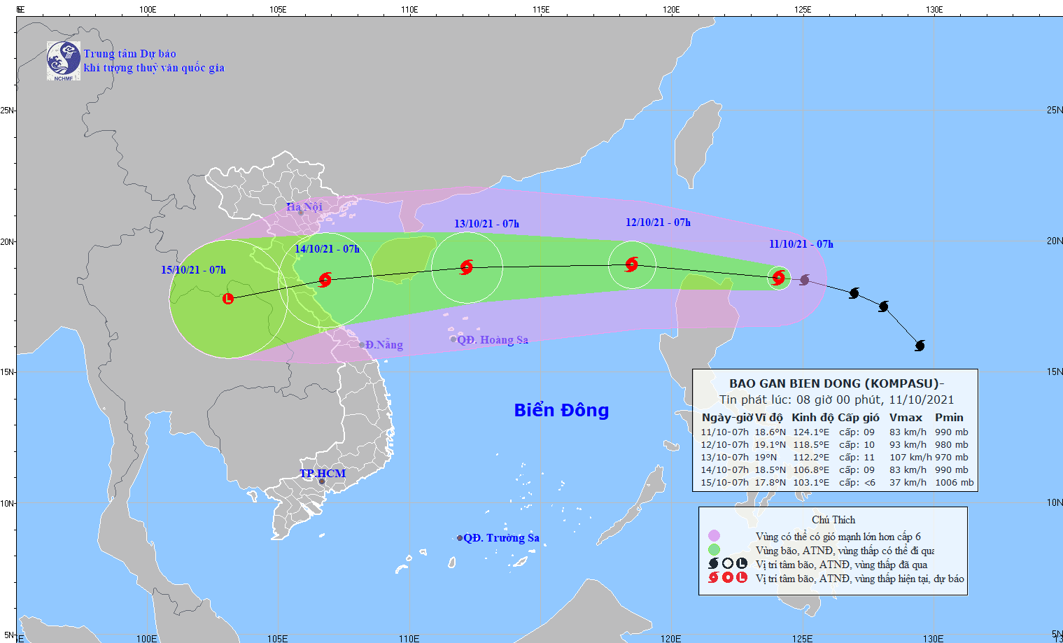 Storm Kompasu to enter East Vietnam Sea on Tuesday
