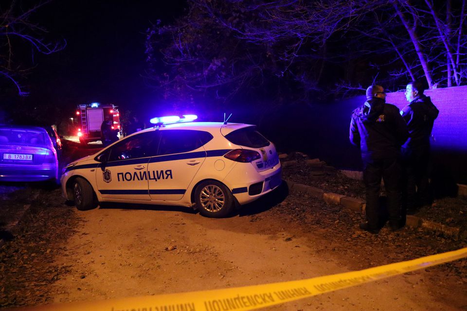 Police stand near a nursing home where nine people were killed in a fire in the village of Royak, Bulgaria, November 22, 2021. Lyubomir Benkovski/Bulphoto Agency/via Reuters