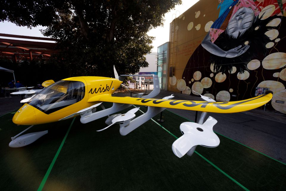 The Wisk aircraft, a joint venture between The Boeing Company and Kitty Hawk Corporation, is shown on display as the innovative transportation and technology conference CoMotion LA is set to begin in Los Angeles, California, U.S. November, 16, 2021. Photo: Reuters