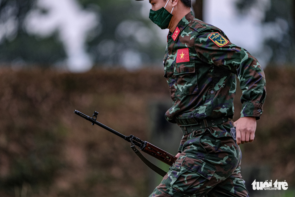 A soldier training at the National Military Training Center 4 in My Duc District, Hanoi, Vietnam. Photo: Nam Tran / Tuoi Tre
