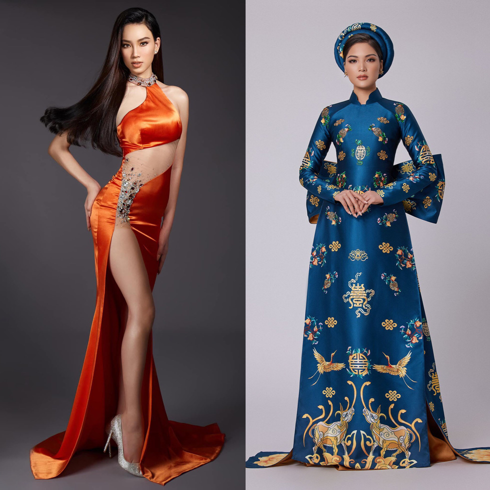 A collage of two supplied photos shows Ai Nhi (left) and Van Anh who represented Vietnam at the Miss Intercontinental 2021 and Miss Earth 2021 respectively.