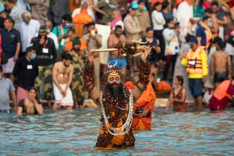 Last April's Kumbh Mela festival in Haridwar was partly blamed for a spike in COVID-19 cases that resulted in at least 200,000 deaths. Photo: AFP