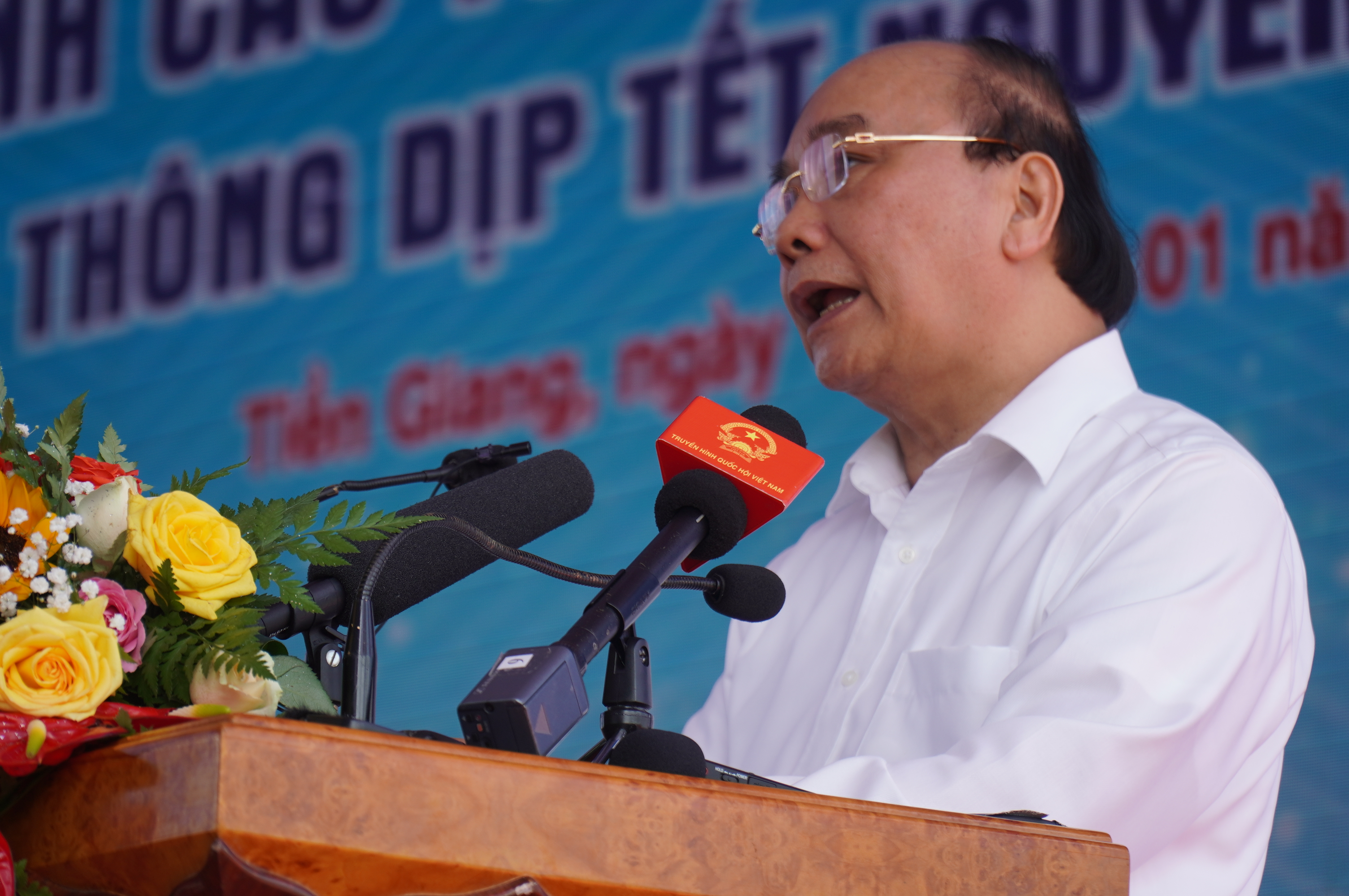 Vietnamese State President Nguyen Xuan Phuc speaks at the ceremony in Tien Giang Province, Vietnam, January 19, 2022. Photo: Tuoi Tre