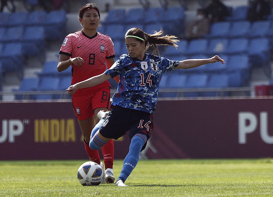 Soccer Football - Women's Asian Cup - Group C - Japan v South Korea - Shivchatrapati Sports Complex, Pune, India - January 27, 2022 Japan's Yui Hasegawa in action. Photo: Reuters
