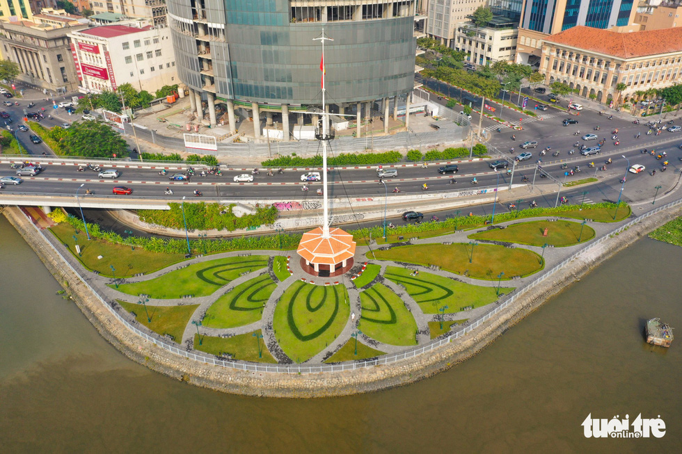 A bird’s-eye view of Bach Dang Wharf Park after renovation in District 1, Ho Chi Minh City. Photo: Tuoi Tre