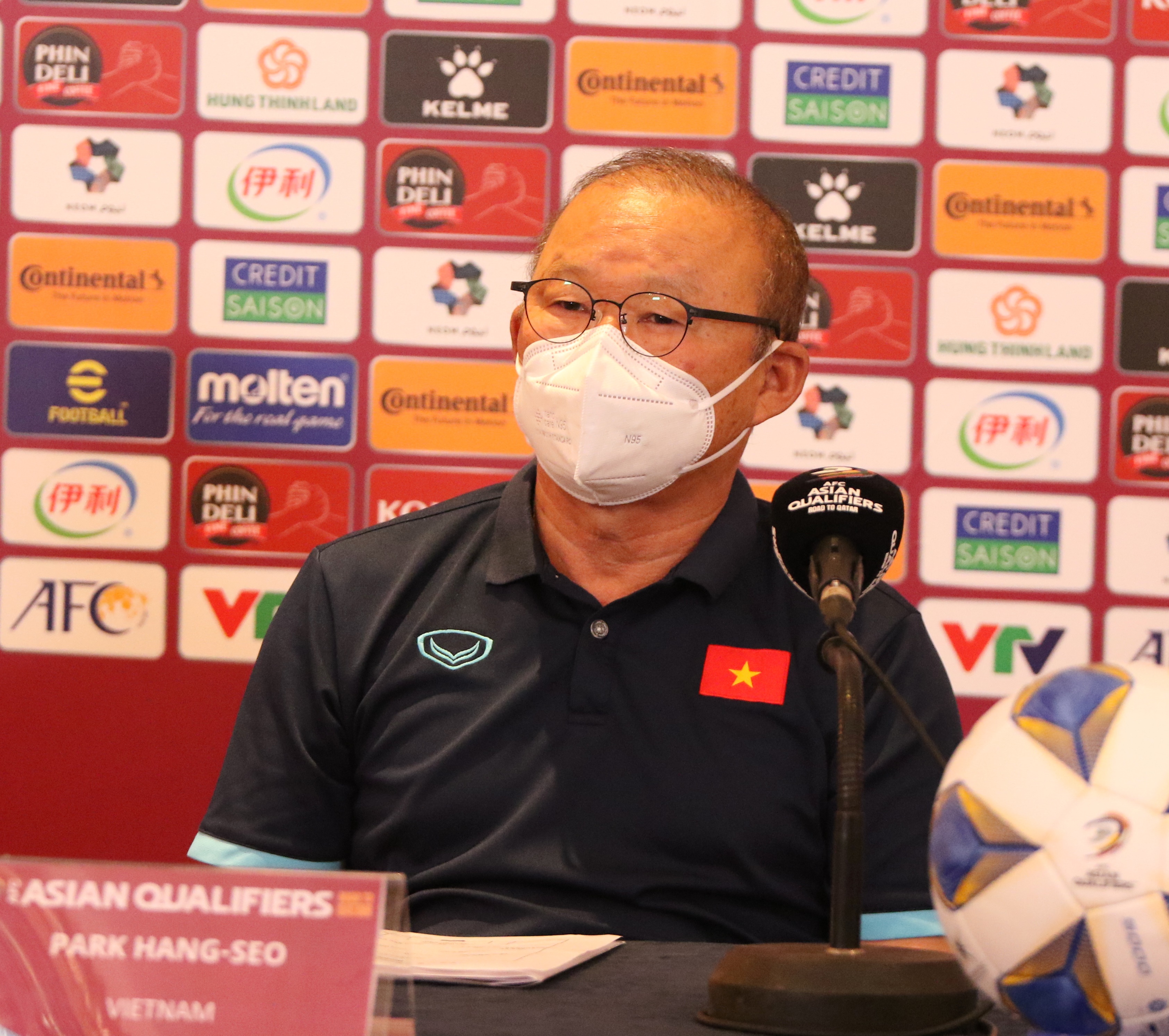 Vietnam head coach Park Hang Seo speaks at the press meeting following the 2022 FIFA World Cup Asian qualifier between China and Vietnam in Hanoi, February 1, 2022. Photo: VFF