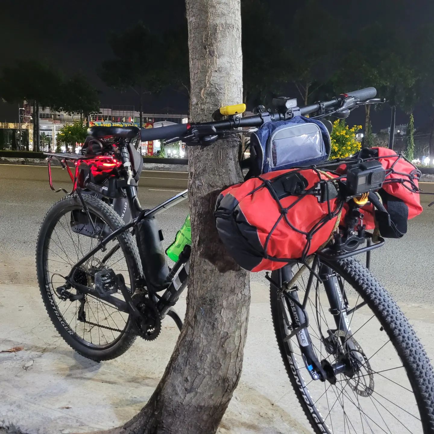 A supplied photo shows Ray Kuschert's bicycle and his gears on the way from Ho Chi Minh City to Vung Tau late January 2022.