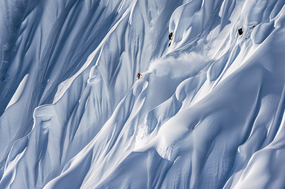 Pally Learmond wins the ‘Landscapes & Adventure: Best Single Image’ category of Travel Photographer of the Year 2021 with this shot of a single skier in Haines, Alaska, USA. Photo: Supplied