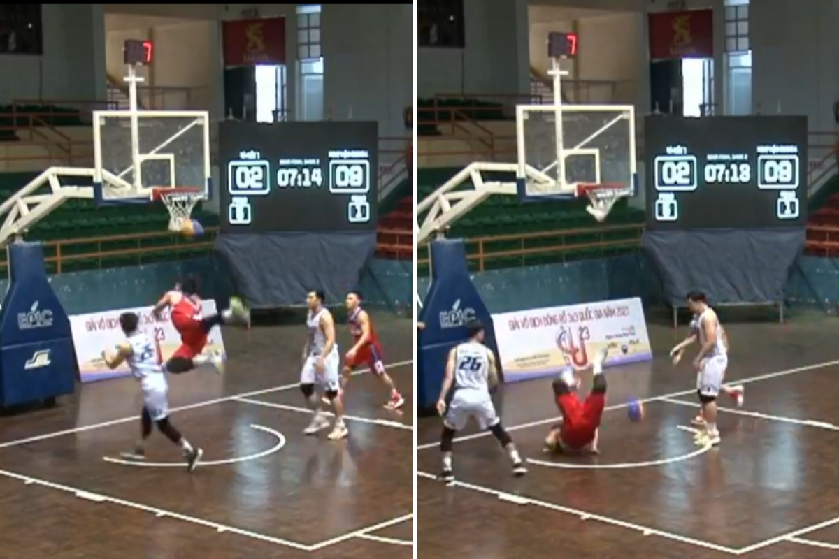 Dinh Nhat Thanh apologizes to Vo Kim Ban after dangerous collision at Vietnam’s U23 basketball championship