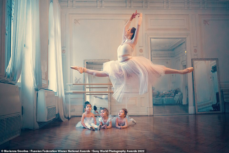 Marianna Smolina won first place in Russia's national award for this photograph of an adult ballerina dancing in front of a group of small girls. Photo: Sony World Photography Awards 2022