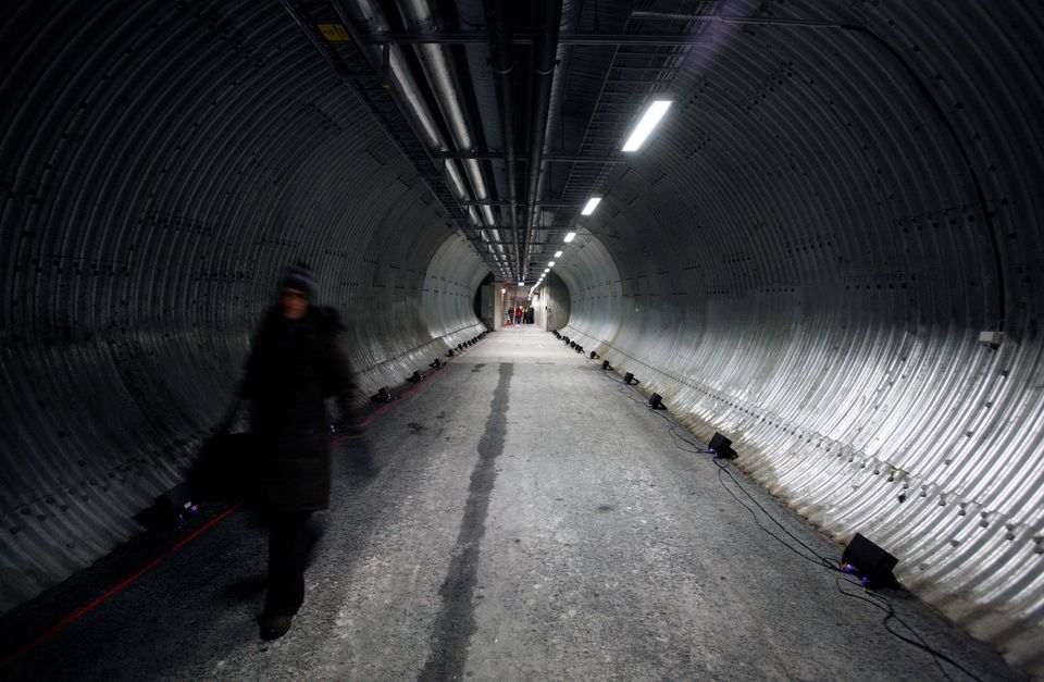 A person walks along the passage leading into the Global Seed Vault in Longyearbyen February 24, 2008. Photo: Reuters