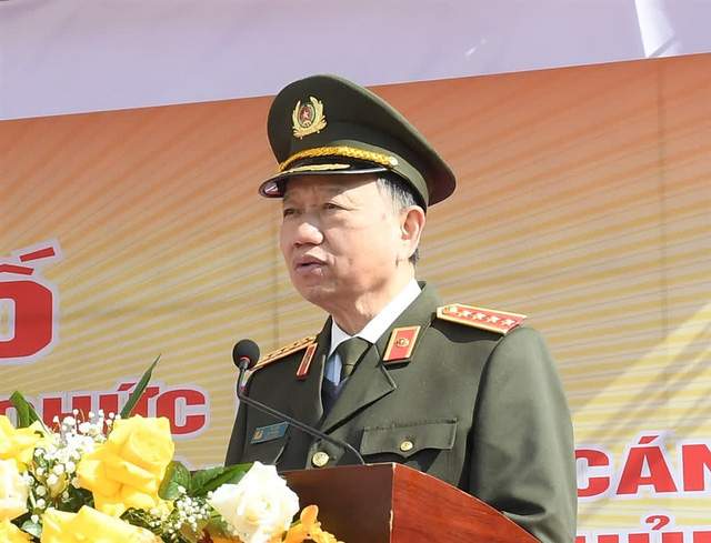 General To Lam, Minister of Public Security, speaks at the ceremony to announce the decision to establish a national center for counter-terrorism training in Quang Ninh Province, Vietnam, February 23, 2022. Photo: Vietnam Government Portal