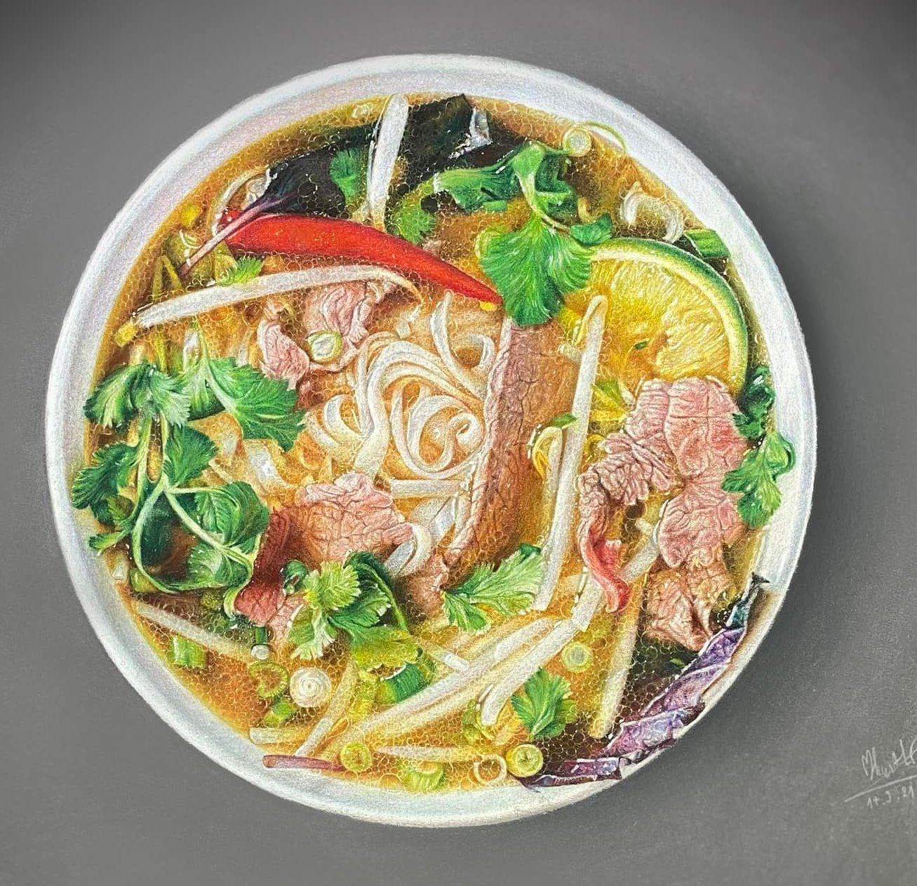 Ho Chi Minh City man stuns viewers with ‘pho’ painting that cannot be more real
