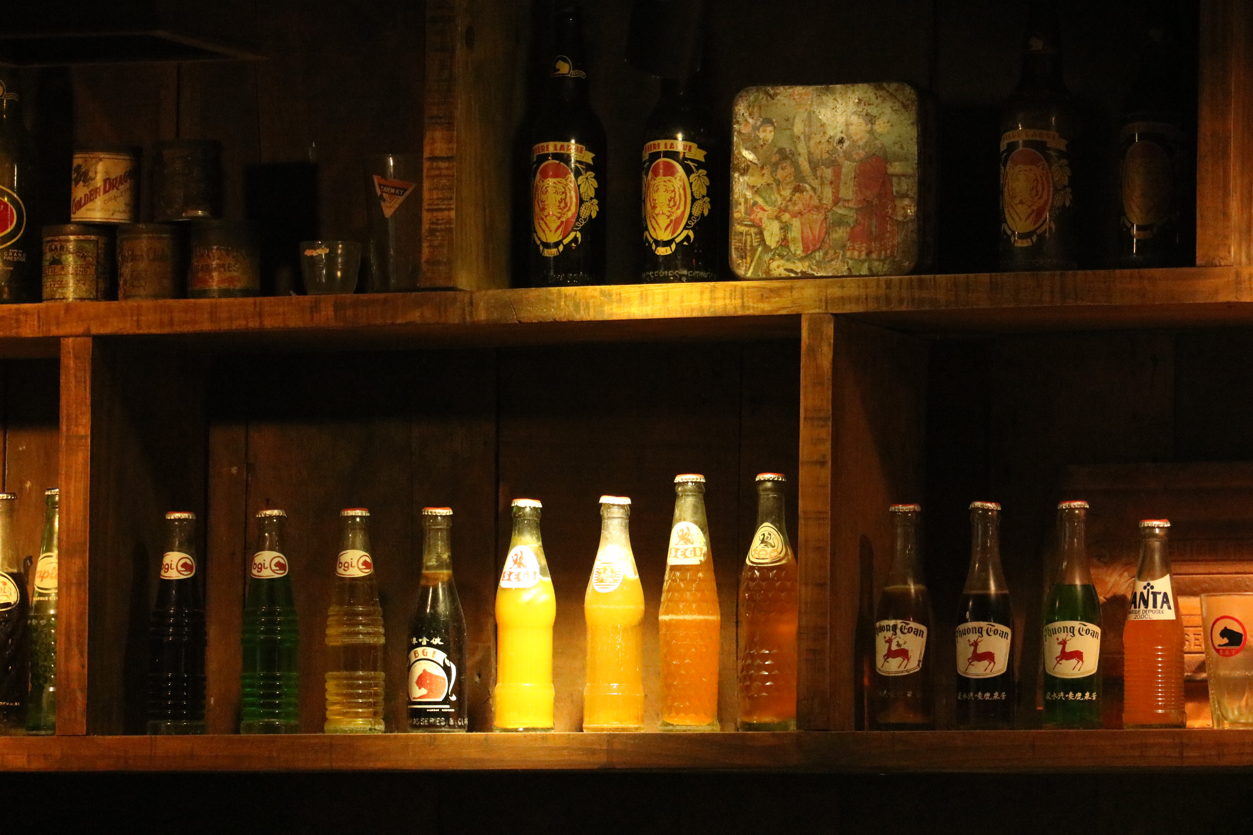 Drinks which were popular in the 80s and 90s on display at Lua Sai Gon café in Phu Nhuan District, Ho Chi Minh City. Photo: Hoang An / Tuoi Tre News