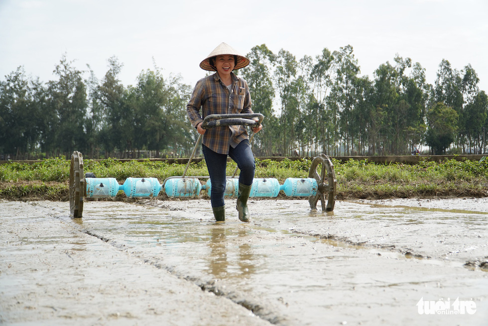 Nga works alone in the field. Photo: Le Trung / Tuoi Tre