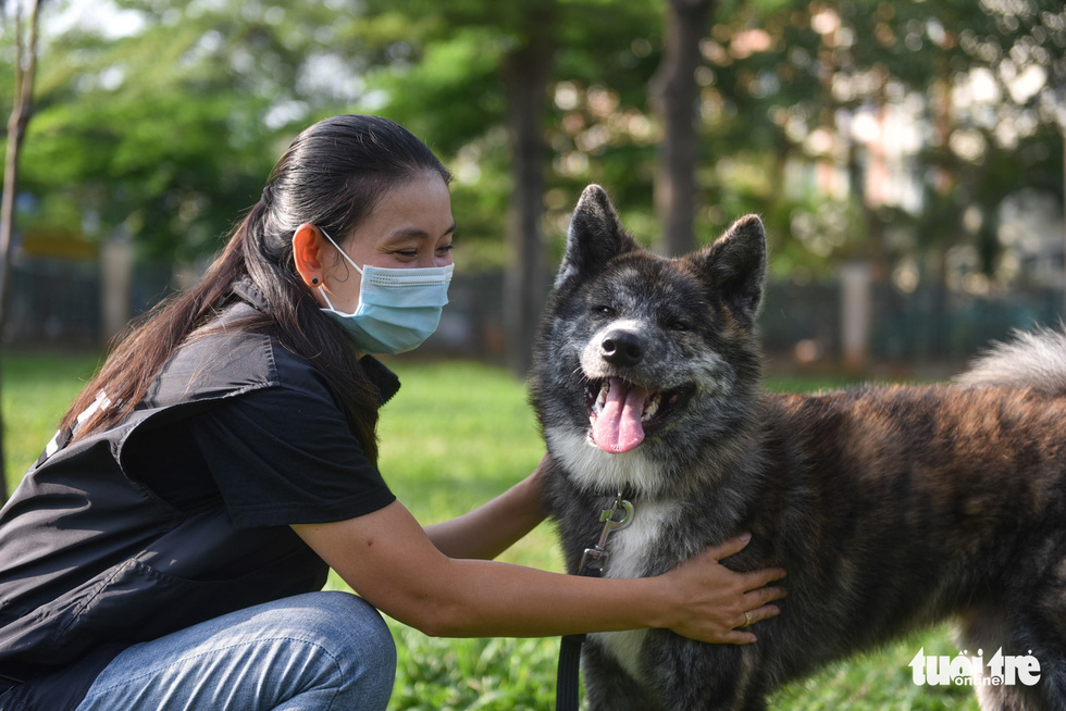 Kim and her dogs always have a good time when they are together. Photo: Ngoc Phuong / Tuoi Tre