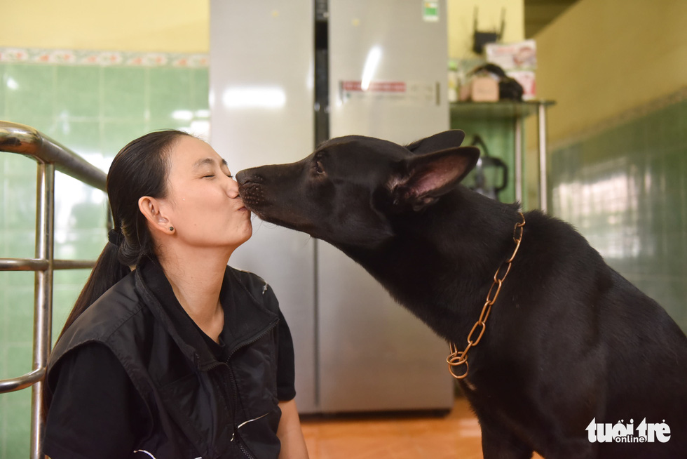 Kim sees dogs as friends and family members, not as animals born to be kept in the house. Photo: Ngoc Phuong / Tuoi Tre