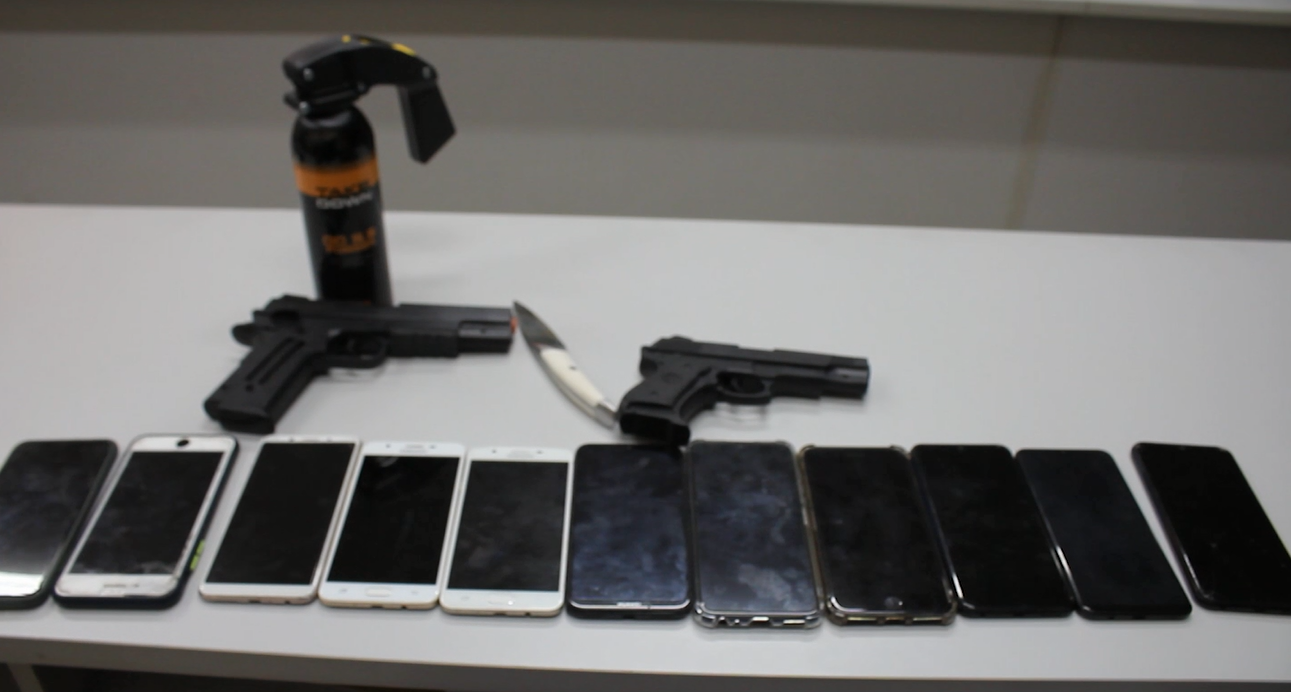 Objects belonging to the robbers are held at the police station in Ho Chi Minh City in this supplied photo.