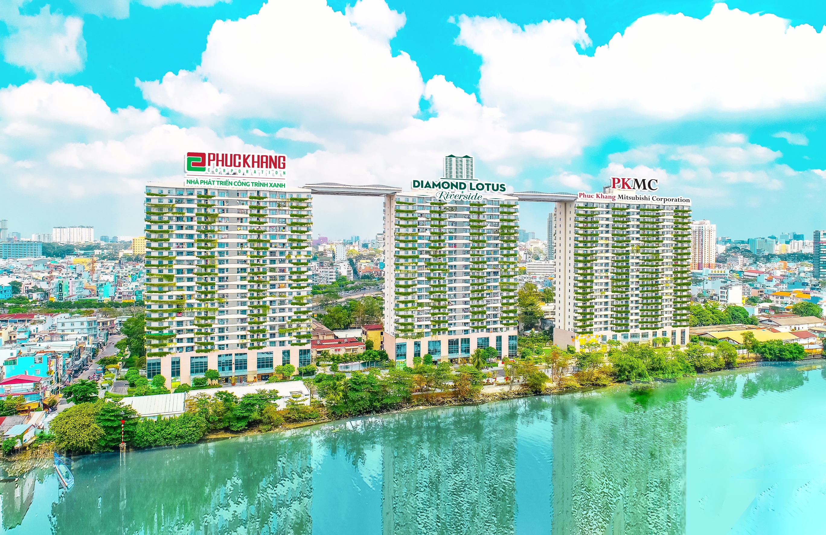 A real-life image of Diamond Lotus Riverside – the construction built according to international green standards with Japanese quality and technology