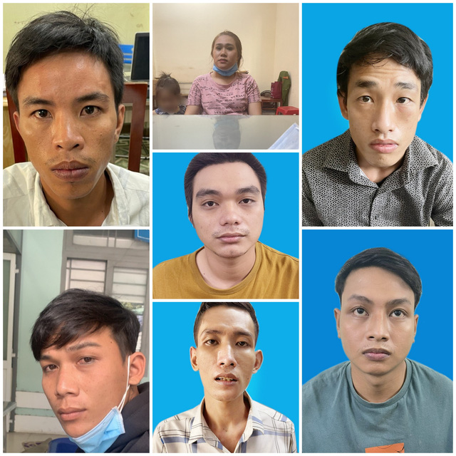 This collage shows suspects in two motorbike theft rings in Binh Thanh District, Ho Chi Minh City.
