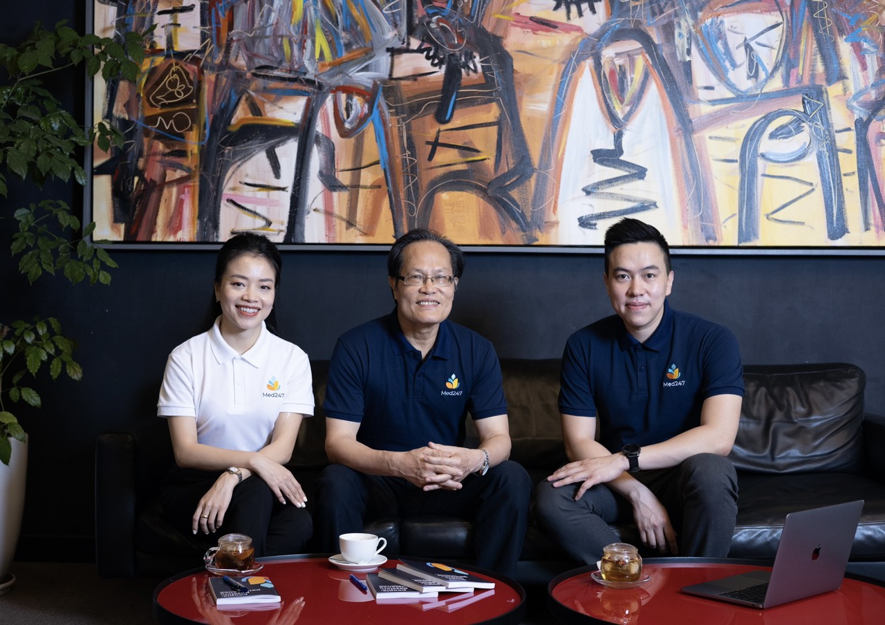 (from left) Thao Nguyen - Chief Operation Officer of Med247, Dr. Trung Nguyen - Chief Medical Officer, also Deputy Country Director - Harvard Medical Office in Vietnam (HAIVN), and Tuan Truong - Chief Executive Officer of Med247 in a provided photo