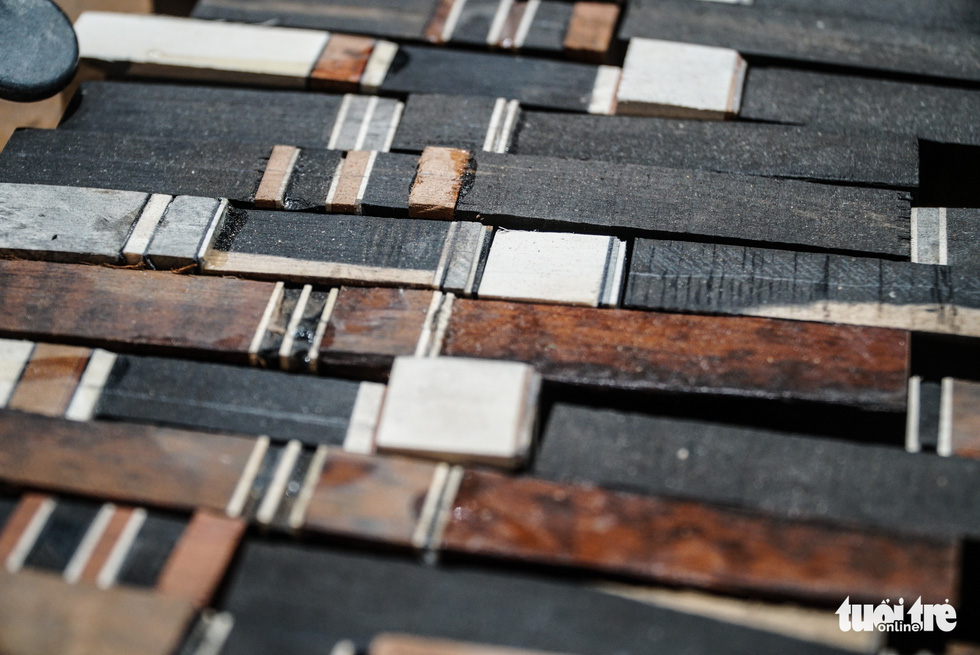 The wood materials used to create calligraphy pens at Dao Huy Hoang’s workshop in Hanoi. Photo: Nguyen Hien / Tuoi Tre
