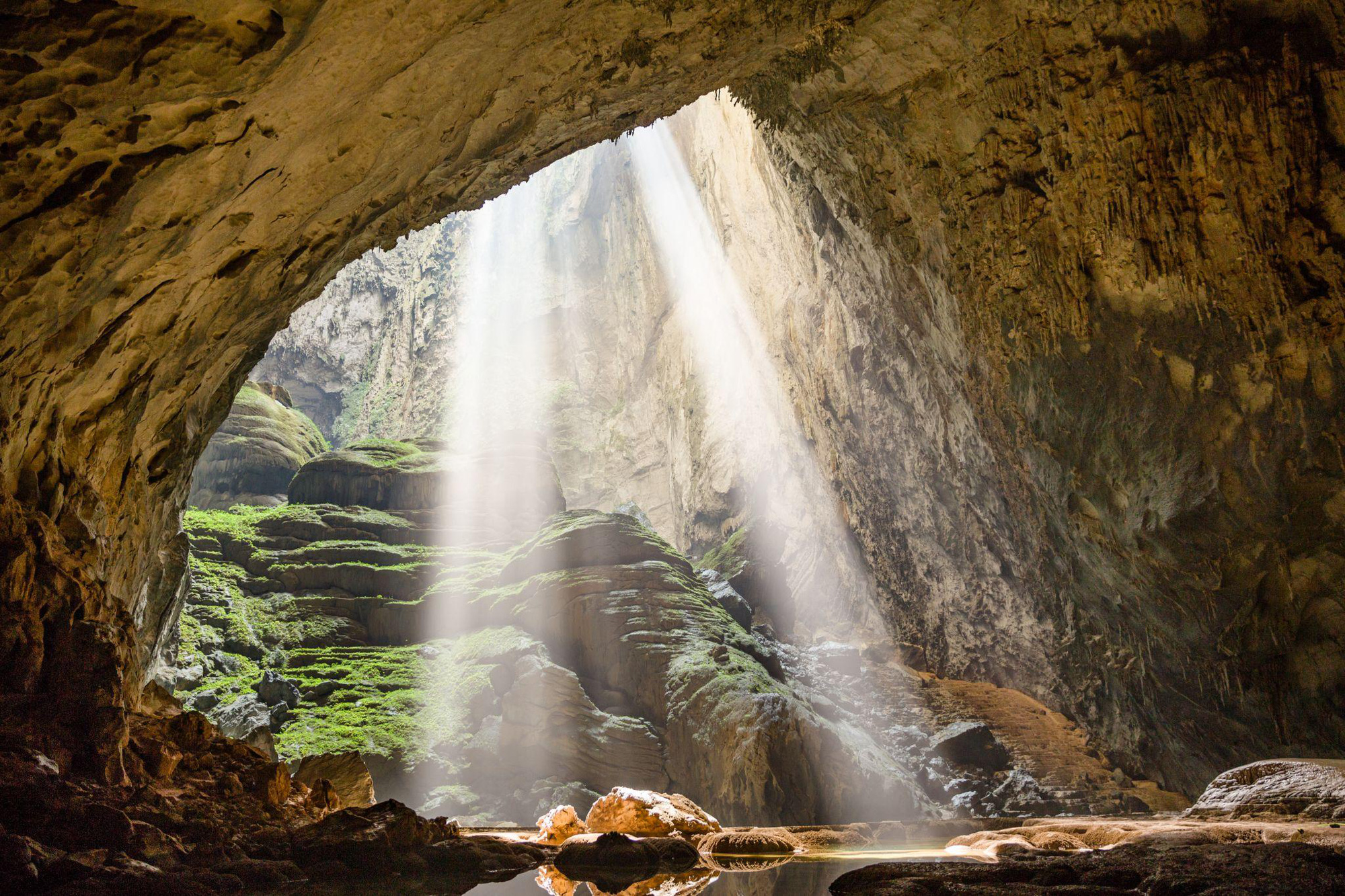 Sunlight illuminates Son Doong Cave in Quang Binh Province, Vietnam. Photo: Oxalis