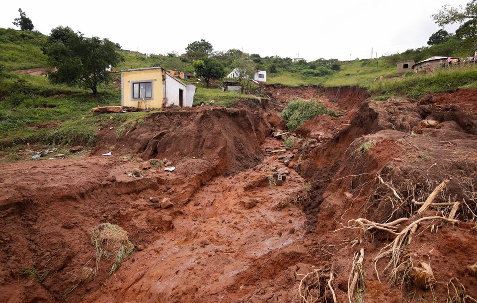 A general view of a mudslide which destroyed several houses during flooding in Mzinyathi near Durban, South Africa, April 17, 2022. Photo: Reuters