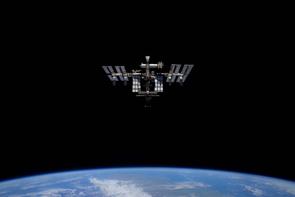 The International Space Station (ISS) is photographed by Expedition 66 crew member Roscosmos cosmonaut Pyotr Dubrov from the Soyuz MS-19 spacecraft, in this image released April 20, 2022. Pyotr Dubrov/Roscosmos/Handout via Reuters