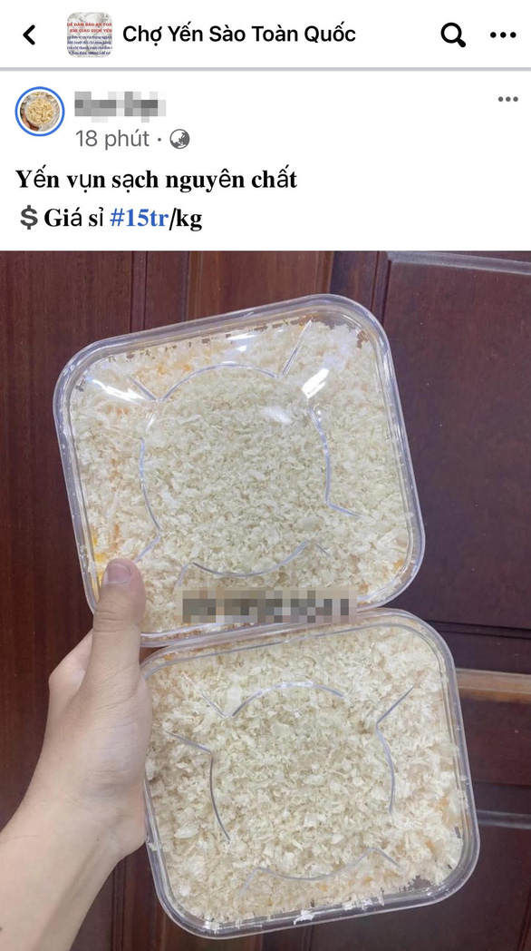 A screenshot of two boxes of low-cost bird’s nests for sale on a social media platform.