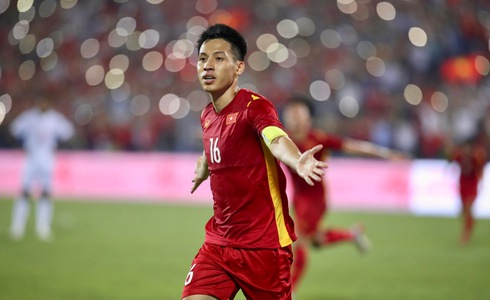 Vietnamese midfielder Do Hung Dung celebrate his goal during their Group A game against Myanmar in men's football at the 31st Southeast Asian (SEA) Games at Viet Tri Stadium in Phu Tho Province, Vietnam, May 13, 2022. Photo: Nguyen Khoi / Tuoi Tre