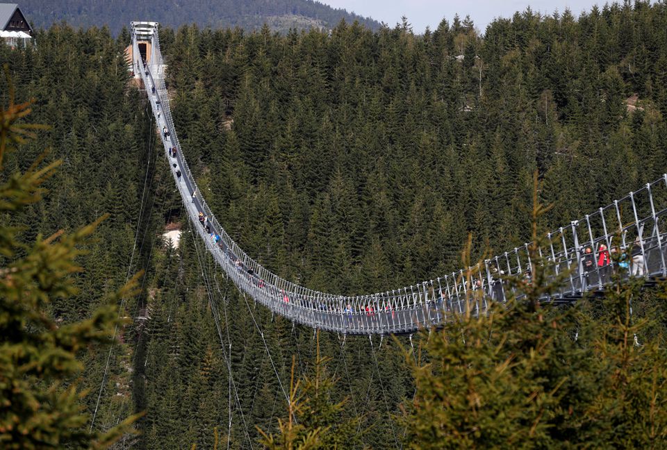 Fear and adrenaline as Czechs open world's longest suspension footbridge