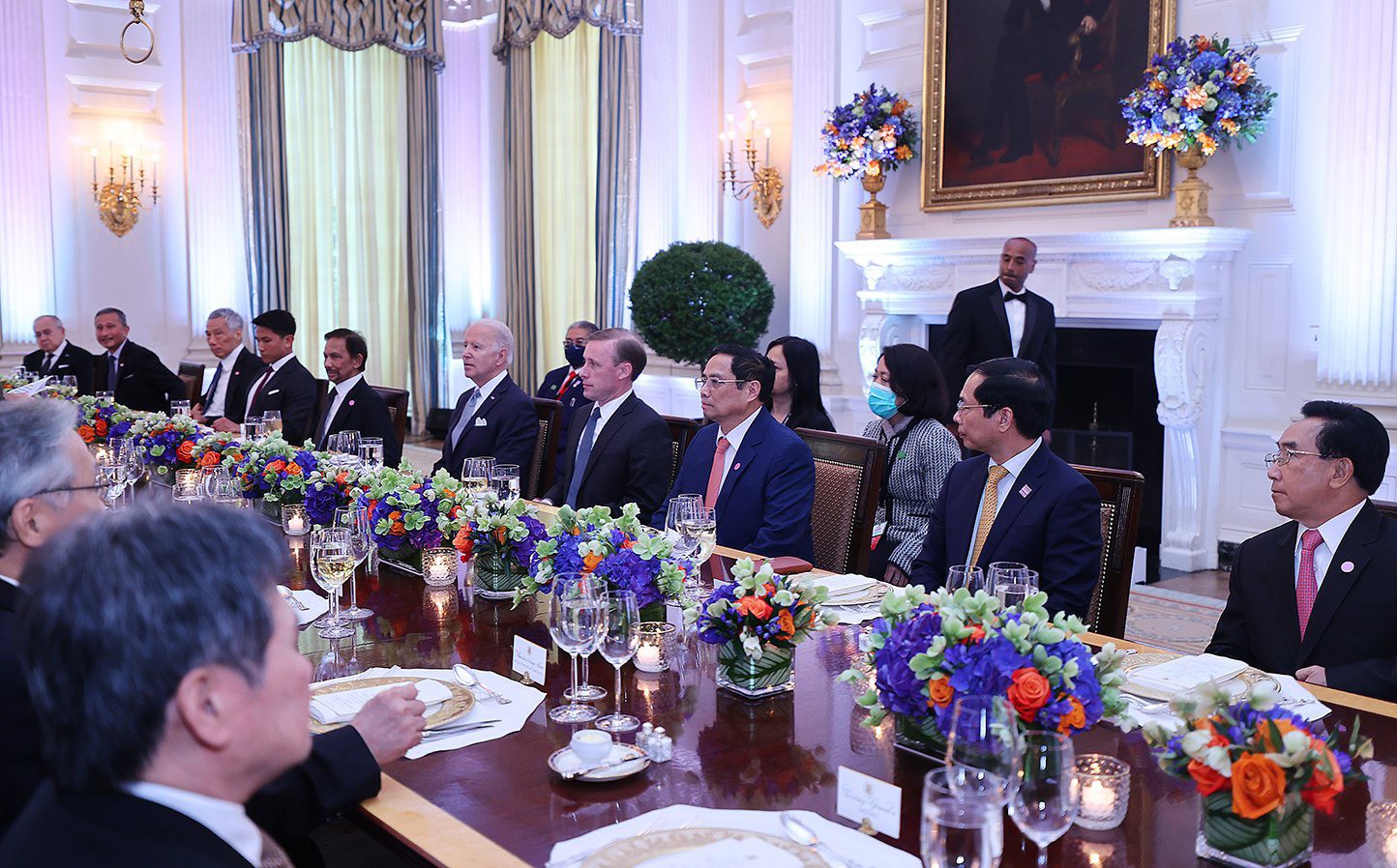 Leaders of ASEAN member countries attend a reception hosted by U.S. President Joe Biden in Washington, D.C., May 12, 2022. Photo: Duong Giang / Tuoi Tre