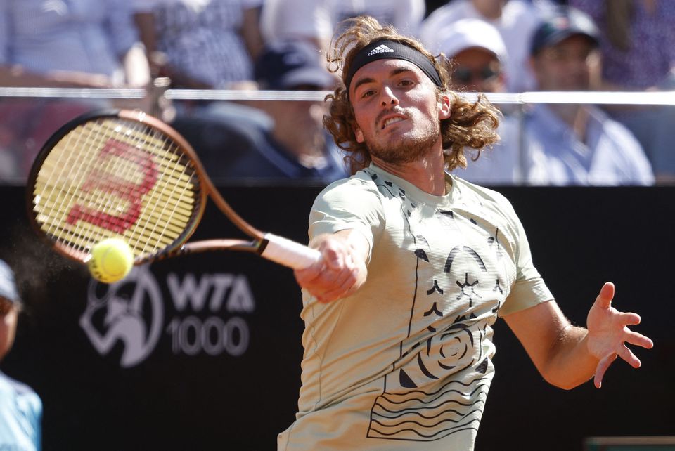 Tennis - ATP Masters 1000 - Italian Open - Foro Italico, Rome, Italy - May 15, 2022 Greece's Stefanos Tsitsipas in action during the final against Serbia's Novak Djokovic. Photo: Reuters