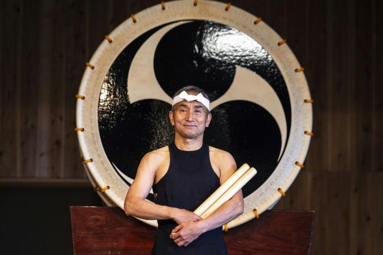 This photo taken on May 7, 2022 shows Japanese taiko drum performer Yoshikazu Fujimoto of the Kodo troupe posing for a photo after a perfomance on Sado island. Photo: AFP