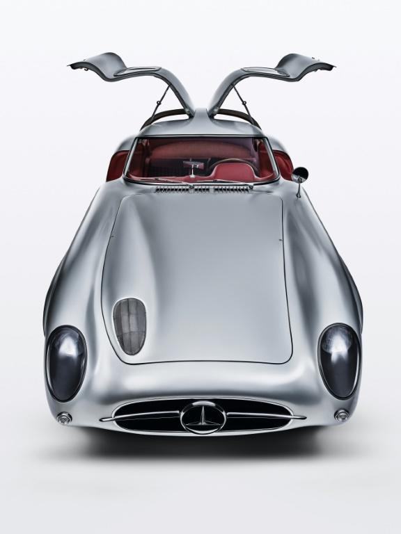 The 300 SLR Uhlenhaut is known for its unusual lines and butterfly doors, and was modelled on the W196 R Grand Prix race car. Photo: AFP