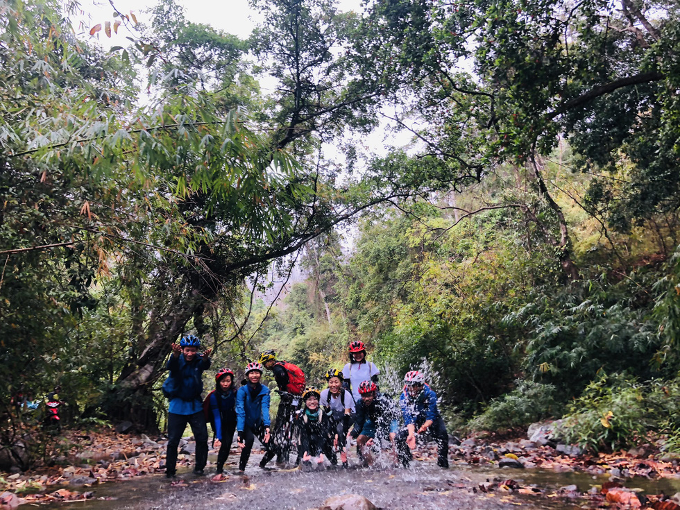 Trekkers pose for a photo while exploring Ma Bo – Ma Noi trail, a new trekking route in south central Vietnam. Photo: Vi Thich / Handout via Tuoi Tre